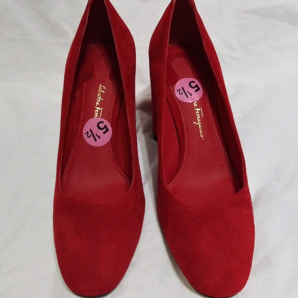 Salvatore Ferragamo Red Suede pumps size 5.5B